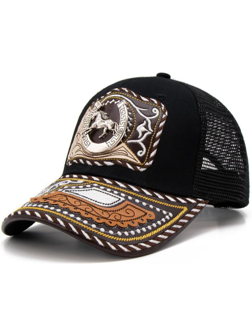 Men's F Black Polyester Western Vintage Cowboy Cute Baseball Cap